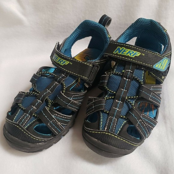 Nerf Children's Water Shoes Hiking Sandals Blue Sz 12 Hook And Loop Straps - Picture 1 of 8